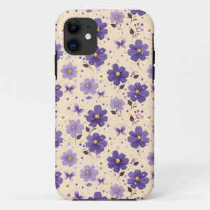 Paarse Bloemen en Vlinders Bloem Mobiele Telefoon Case-Mate iPhone Case