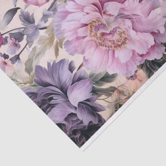  paarse bloemen en vlinders decoupage tissuepapier (Detail)