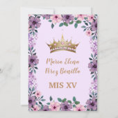 Paarse Bloemen en Vlinders: Quinceañera Kaart (Achterkant)