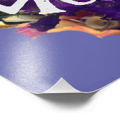 Paarse bloemen en vogel foto afdruk (Hoek)