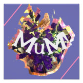 Paarse bloemen en vogel foto afdruk (Voorkant)