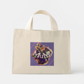 Paarse bloemen en vogel mini tote bag (Achterkant)
