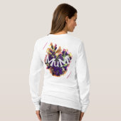 Paarse bloemen en vogel t-shirt (Achterkant volledig)