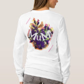 Paarse bloemen en vogel t-shirt (Achterkant)
