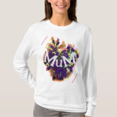 Paarse bloemen en vogel t-shirt (Voorkant)