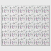 Paarse Bloemen en Witte Glitters Cadeaupapier (Vlak)