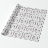 Paarse Bloemen en Witte Glitters Cadeaupapier (Uitgerold)