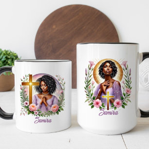 Paarse Bloemen Etnische Christelijke Bidden Rasta  Koffiemok
