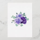 Paarse Bloemen Eucalyptus Botanische Folie bij het Uitnodiging (Achterkant)