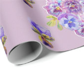 Paarse bloemen florale Waterverf Verpakking Cadeaupapier (Rol Hoek)