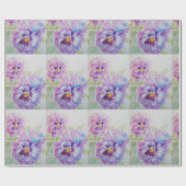 Paarse bloemen florale Waterverf Verpakking Cadeaupapier (Vlak)