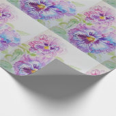Paarse bloemen florale Waterverf Verpakking Cadeaupapier (Hoek)