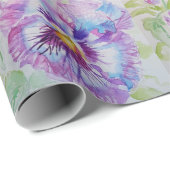 Paarse bloemen florale Waterverf Verpakking Cadeaupapier (Rol Hoek)