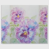 Paarse bloemen florale Waterverf Verpakking Cadeaupapier (Vlak)