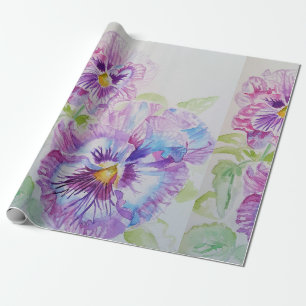 Paarse bloemen florale Waterverf Verpakking Cadeaupapier
