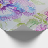Paarse bloemen florale Waterverf Verpakking Cadeaupapier (Hoek)
