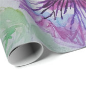 Paarse bloemen florale Waterverf Verpakking Cadeaupapier (Rol Hoek)