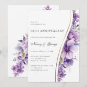 Paarse Bloemen Foliage 50ste bruiloft Jubileum Kaart (Voorkant / Achterkant)