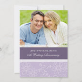 Paarse Bloemen Foto 25e Verjaardagsuitnodiging Kaart (Voorkant)