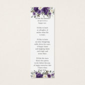 Paarse Bloemen Foto Begrafenis Memorial Bladwijzer Mini Visitekaartjes (Achterkant)