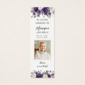 Paarse Bloemen Foto Begrafenis Memorial Bladwijzer Mini Visitekaartjes (Voorkant)