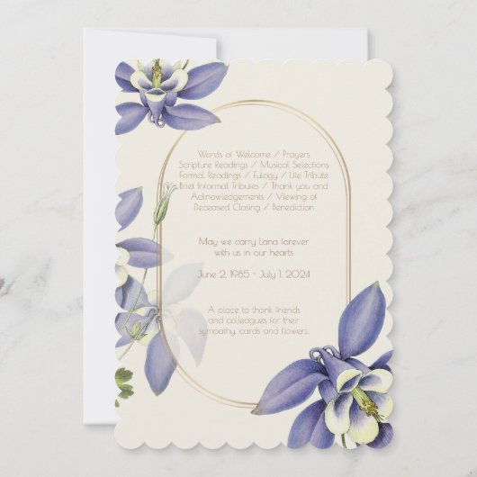  Paarse Bloemen Foto Begrafenisprogramma Kaart (Achterkant)