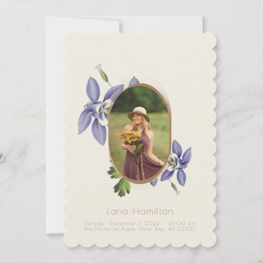  Paarse Bloemen Foto Begrafenisprogramma Kaart (Voorkant)