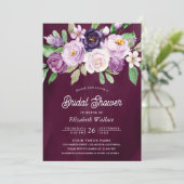 Paarse Bloemen Foto Dark Moody Plum Vrijgezellenfe Kaart (Staand voorkant)