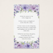 Paarse Bloemen Foto Herdenking Memoriam Boeklegger Visitekaartje (Achterkant)