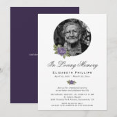 Paarse Bloemen Foto Memorial Service Kaart (Voorkant / Achterkant)