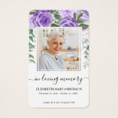 Paarse Bloemen Foto Sympathie Uitvaartgebed Kaart (Voorkant)