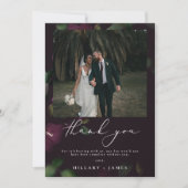 Paarse Bloemen Fotobruiloft Dank u kaart (Voorkant)