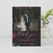 Paarse Bloemen Fotobruiloft Dank u kaart (Staand voorkant)