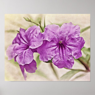 Paarse bloemen Fotografische kunst Print
