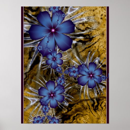 Paarse Bloemen Fractal Poster (Voorkant)