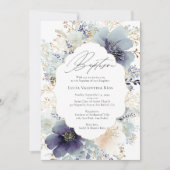 Paarse Bloemen Frame Elegante Bloemendoop Kaart (Voorkant)