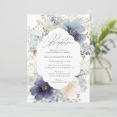 Paarse Bloemen Frame Elegante Bloemendoop Kaart (Staand voorkant)
