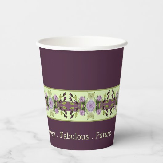Paarse bloemen geaccentueerd papieren bekers (Achterkant)
