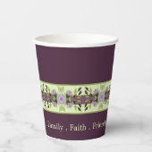 Paarse bloemen geaccentueerd papieren bekers (Voorkant)