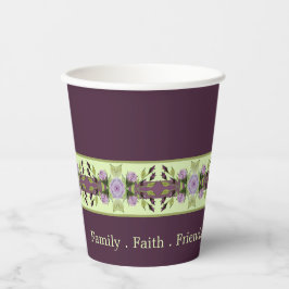 Paarse bloemen geaccentueerd papieren bekers