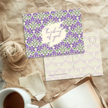 Paarse Bloemen Geïllustreerd Botanisch Patroon