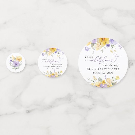 Paarse bloemen, Gele bloemen, Boho, Baby shower Confetti (Voorkanten)