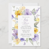 Paarse bloemen, Gele bloemen, Boho, Baby shower Kaart (Voorkant)