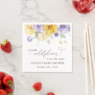 Paarse bloemen, Gele bloemen, Boho, Baby shower Servet