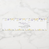 Paarse bloemen, Gele bloemen, Boho, Baby shower Waterfles Etiket (Enkel label)