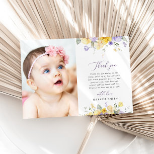 Paarse Bloemen, Gele Bloemen, Boho, Doop Bedankkaart