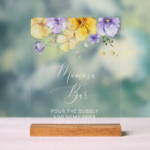 Paarse bloemen, gele bloemen, boho, momosa bar acryl bord (Neutraal)