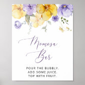 Paarse bloemen, gele bloemen, boho, momosa bar poster (Voorkant)