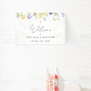 Paarse Bloemen, Gele Bloemen, Doop Welkom Spandoek