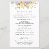 Paarse bloemen, gele bloemen, huwelijksprogramma (Achterkant)